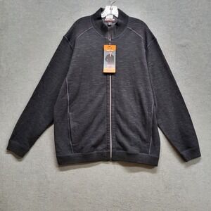 Kirkland Signature Men Sweater 2XL Gray Fleece Full Zip Bomber NWT